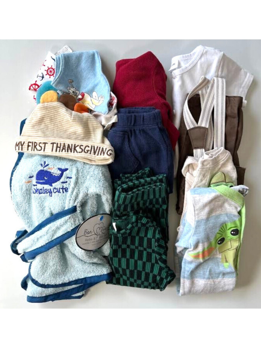 Boys Clothing Bundle-Size 3-6 Months, Lot of 9 Pieces Plus Thanksgiving Hat/Bibs